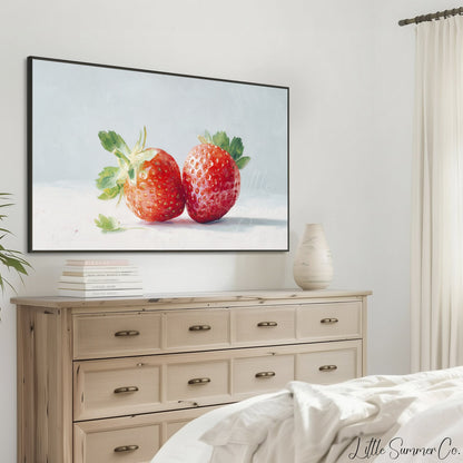 Red Strawberries Frame TV Art displayed on a TV