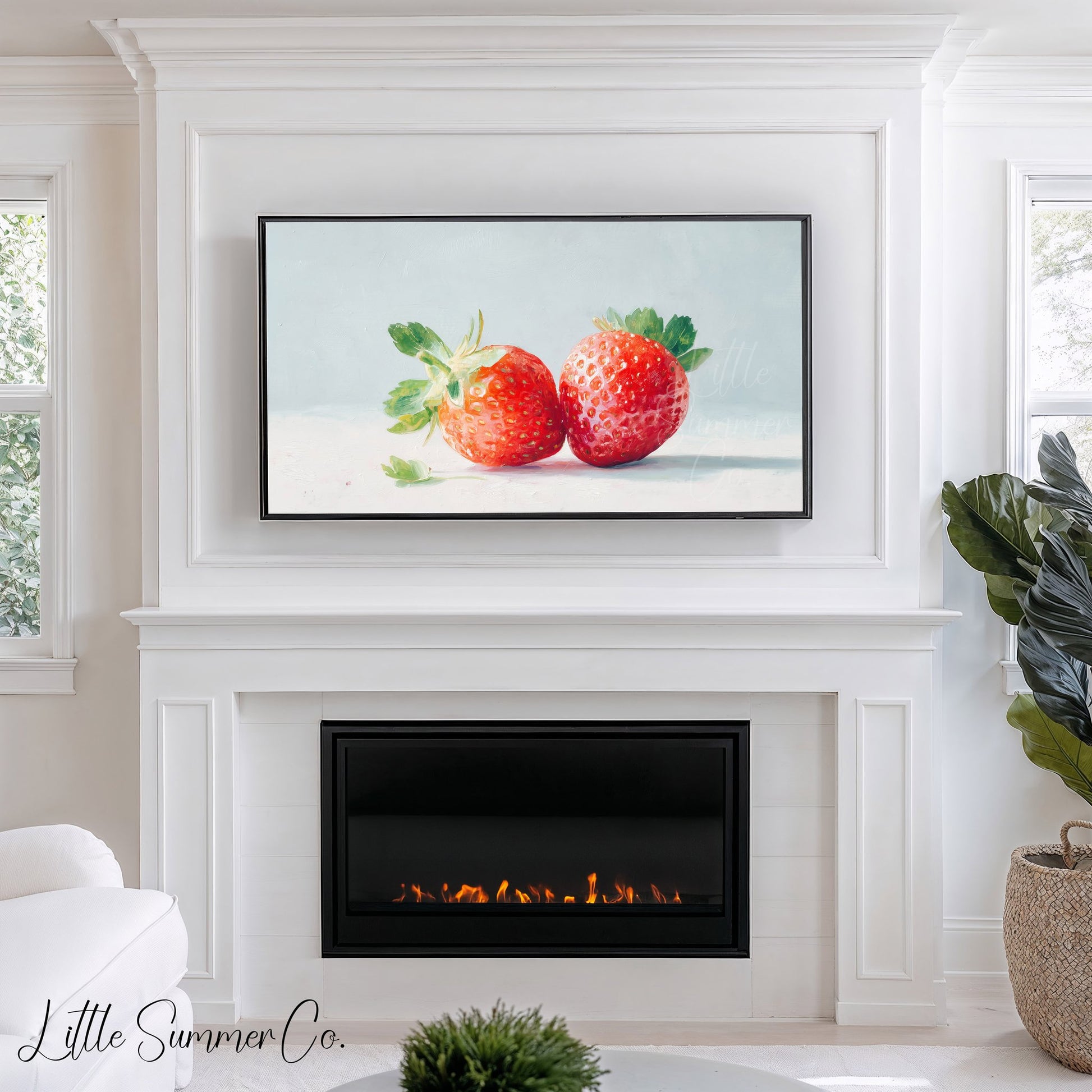 Red Strawberries Frame TV Art displayed on a TV