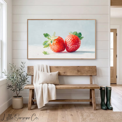 Red Strawberries Frame TV Art displayed on a TV