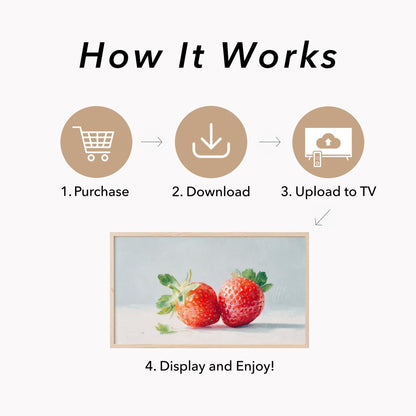Red Strawberries Frame TV Art displayed on a TV