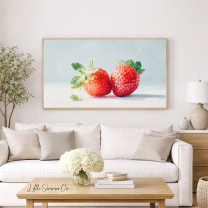 Red Strawberries Frame TV Art displayed on a TV