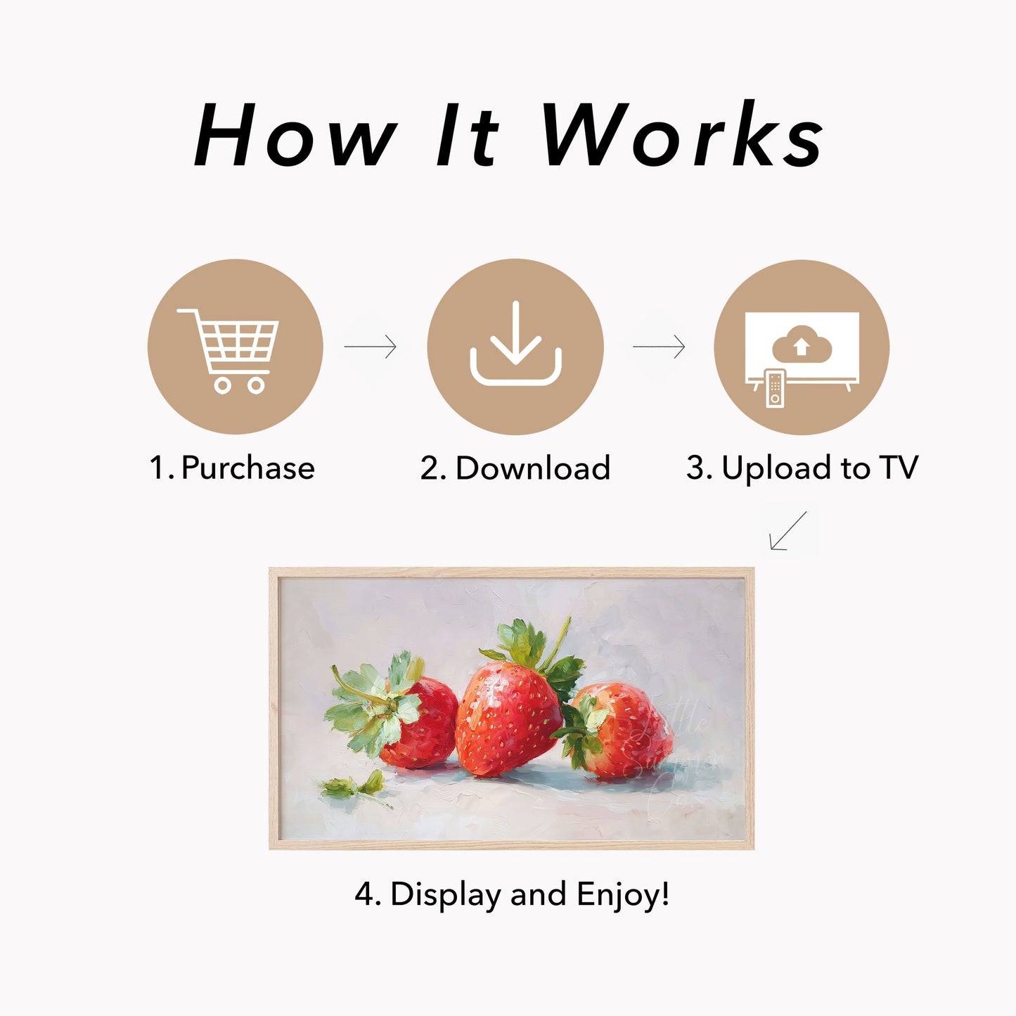 Three Strawberries Frame TV Art displayed on a TV