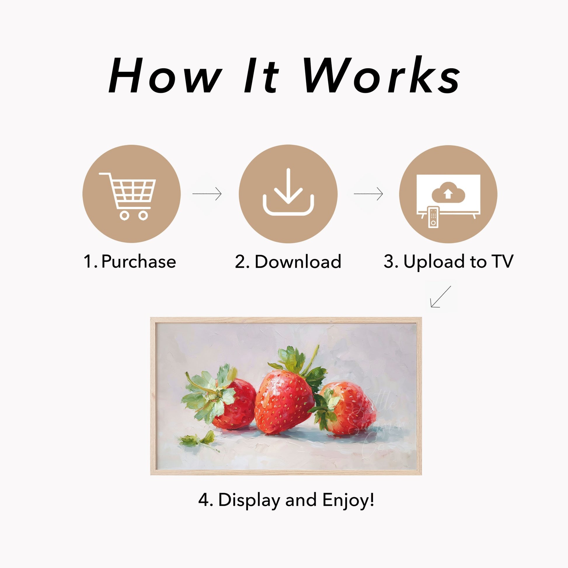 Three Strawberries Frame TV Art displayed on a TV