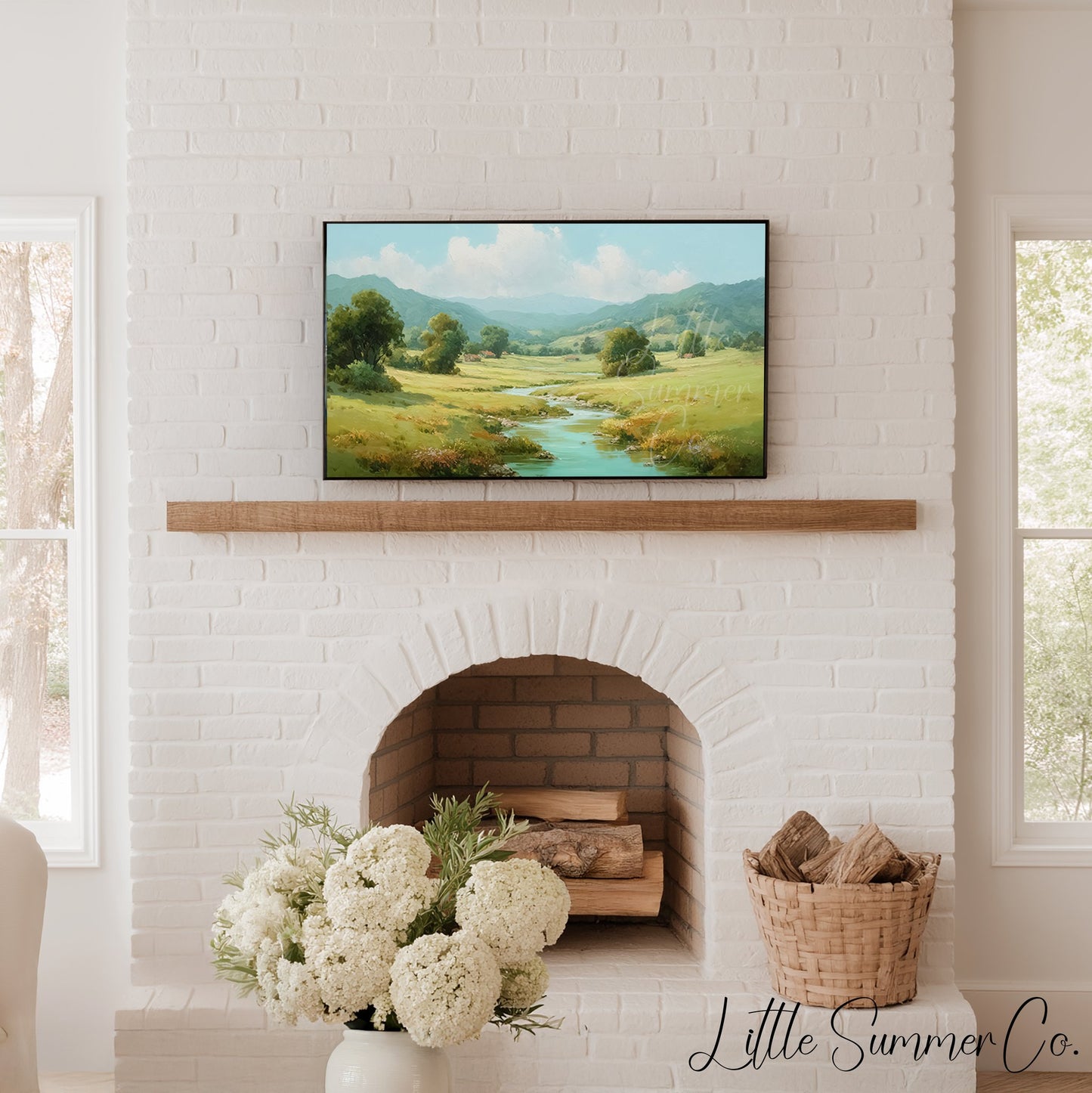 Countryside Stream Frame TV Art displayed on a TV