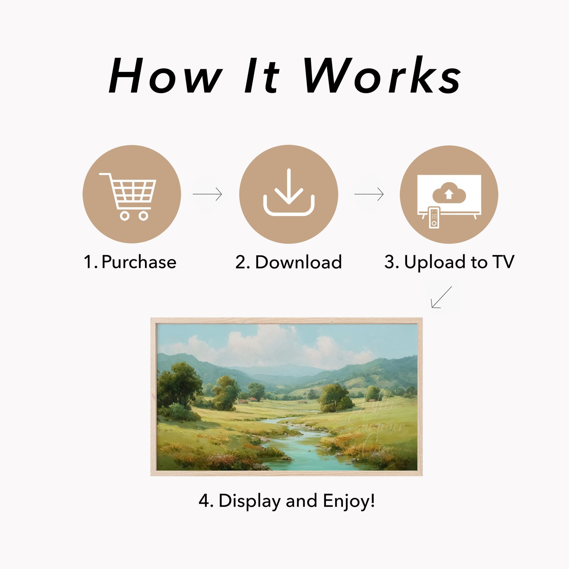 Countryside Stream Frame TV Art displayed on a TV
