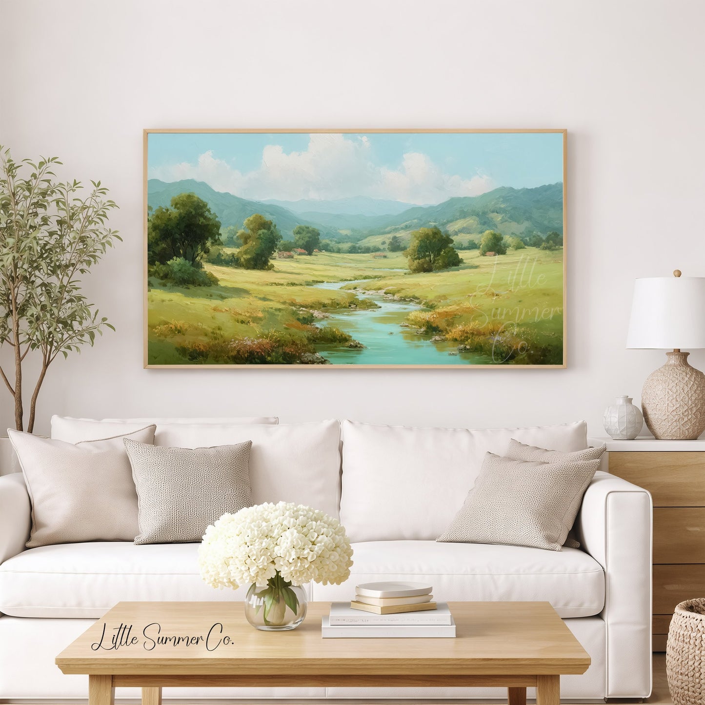Countryside Stream Frame TV Art displayed on a TV