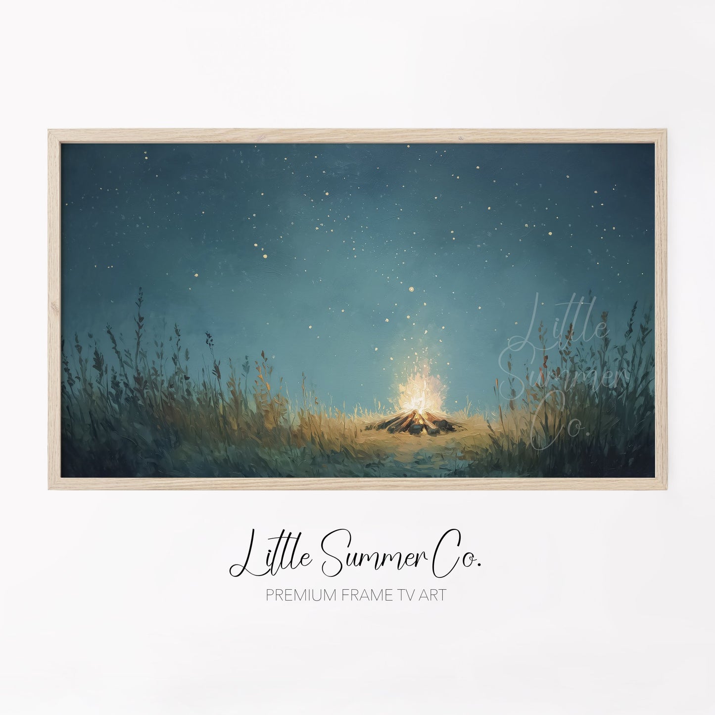 Night Campfire Frame TV Art displayed on a TV