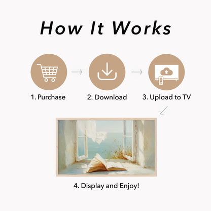 Open Book Frame TV Art displayed on a TV