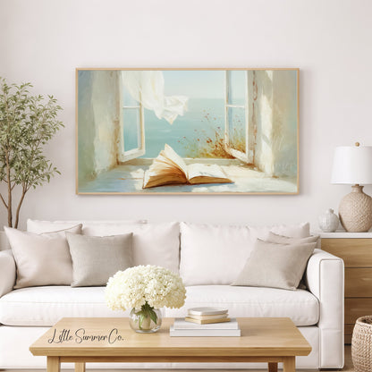 Open Book Frame TV Art displayed on a TV