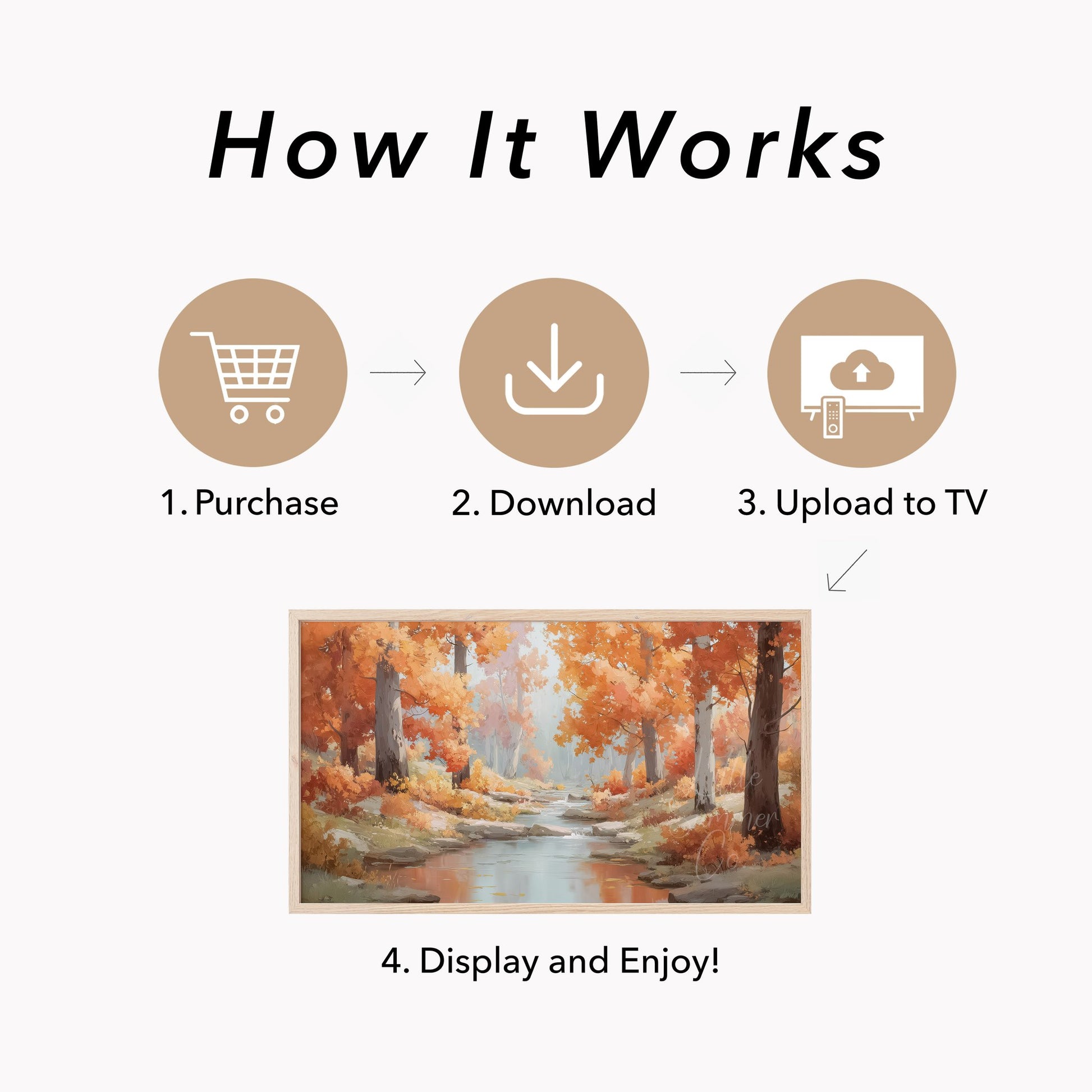 Autumn Stream Path Frame TV Art displayed on a TV