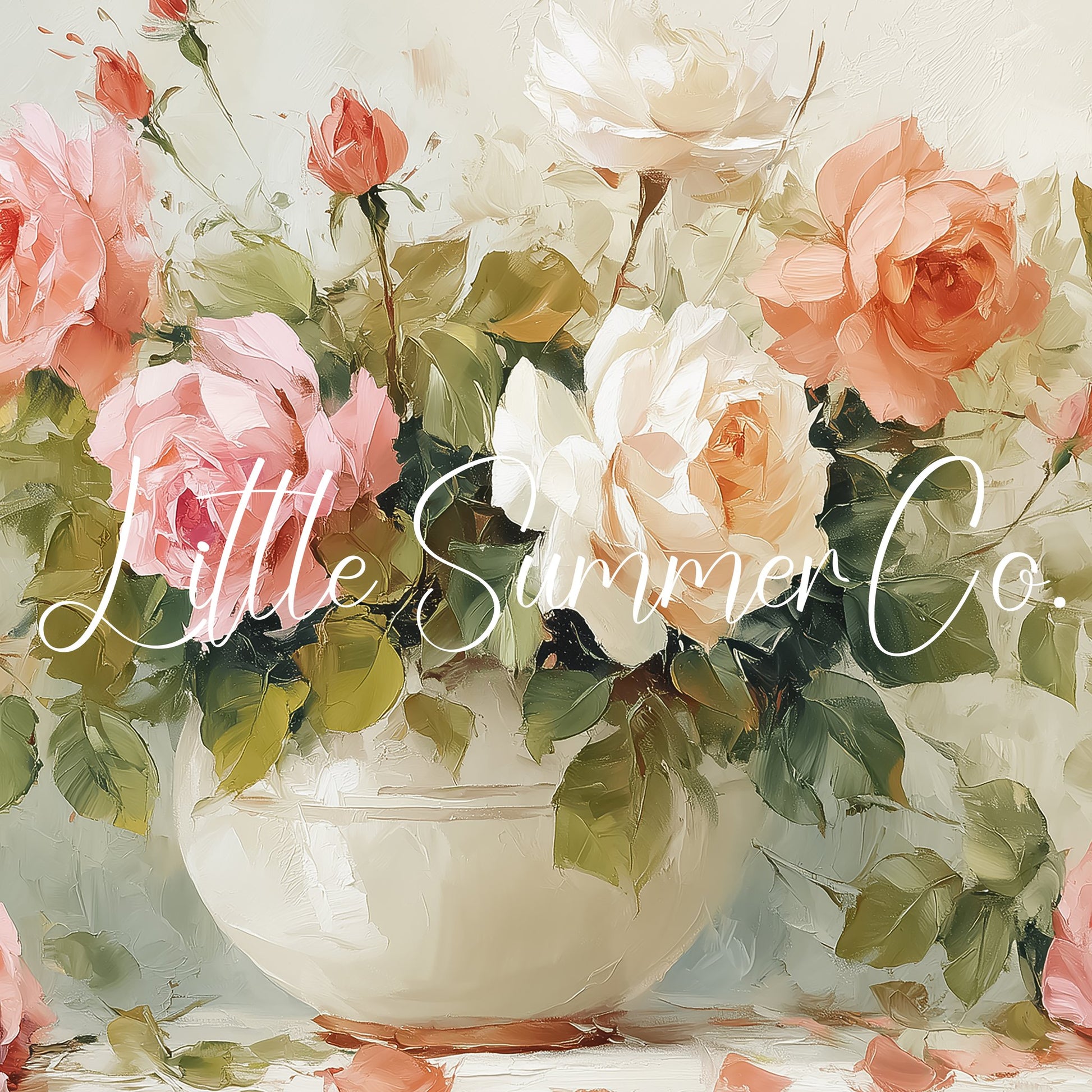 Pink Roses in White Bowl Frame TV Art displayed on a TV