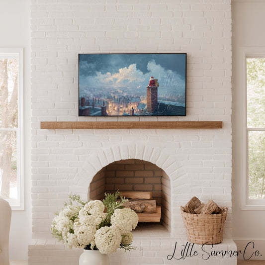 Santa by Chimney City View Frame TV Art displayed on a TV