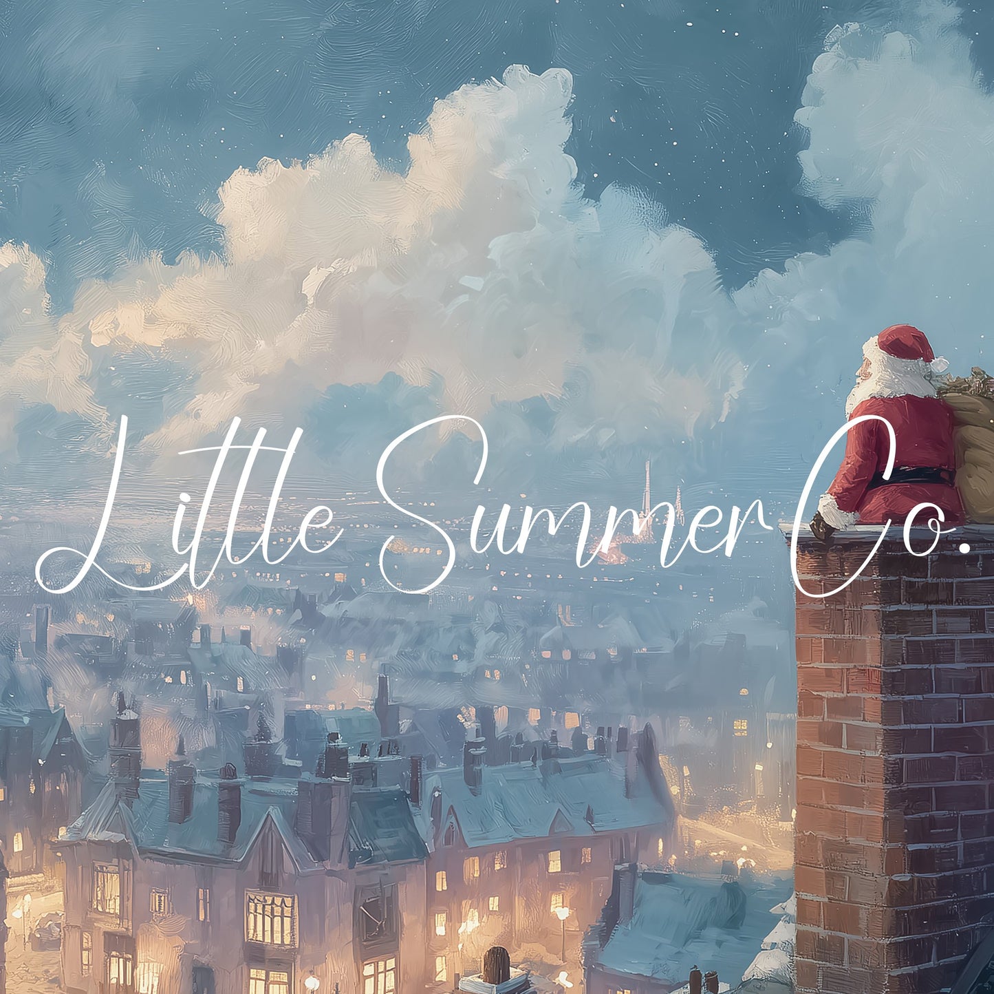 Santa by Chimney City View Frame TV Art displayed on a TV