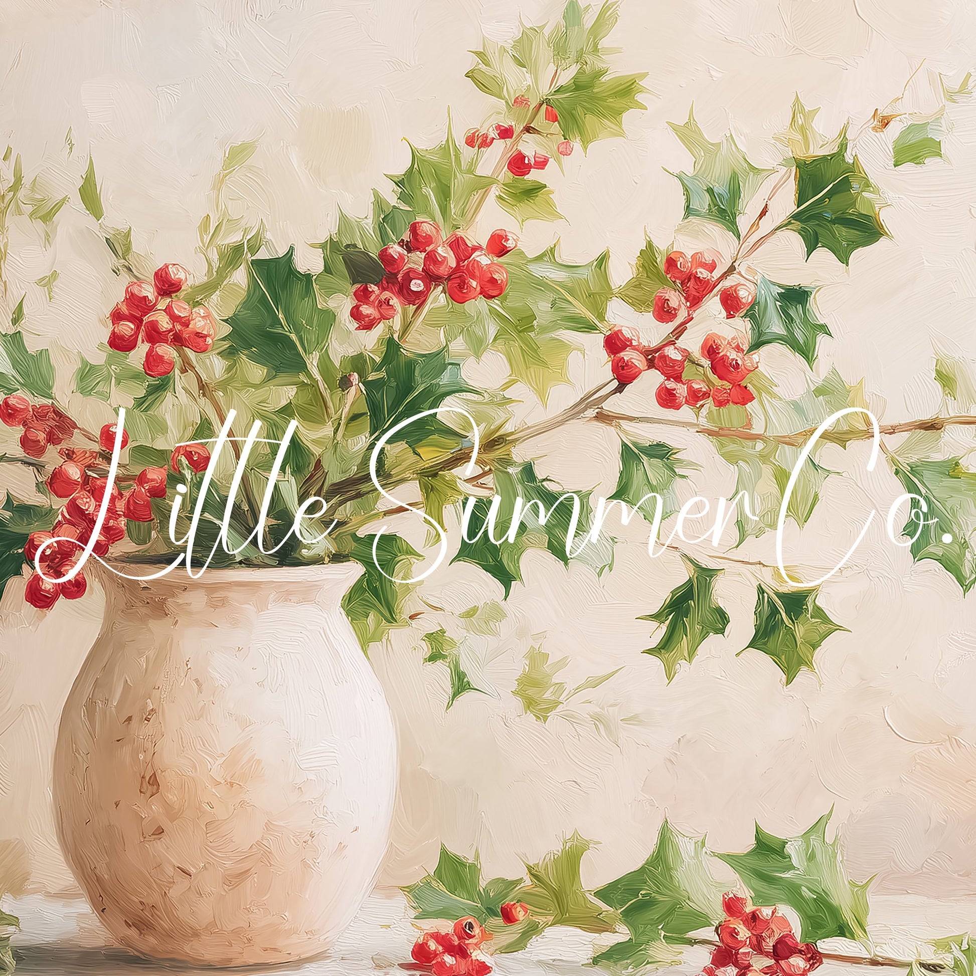 Holly Branches in Vase Frame TV Art displayed on a TV