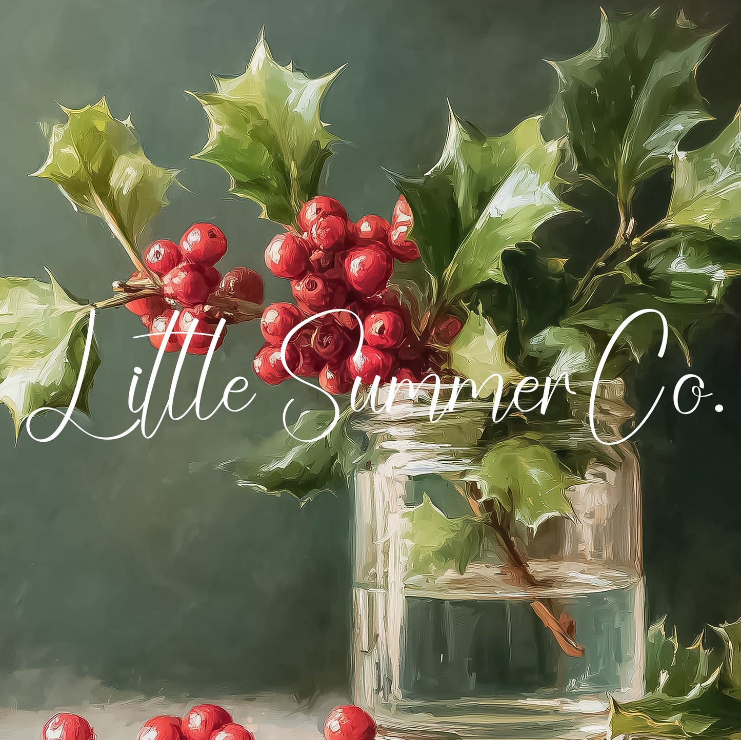 Holly Sprig in Glass Jar Frame TV Art displayed on a TV