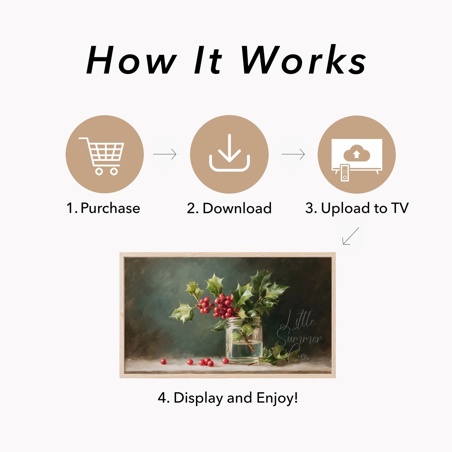 Holly Sprig in Glass Jar Frame TV Art displayed on a TV