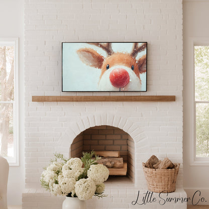 Rudolph Red Nose Reindeer Frame TV Art displayed on a TV