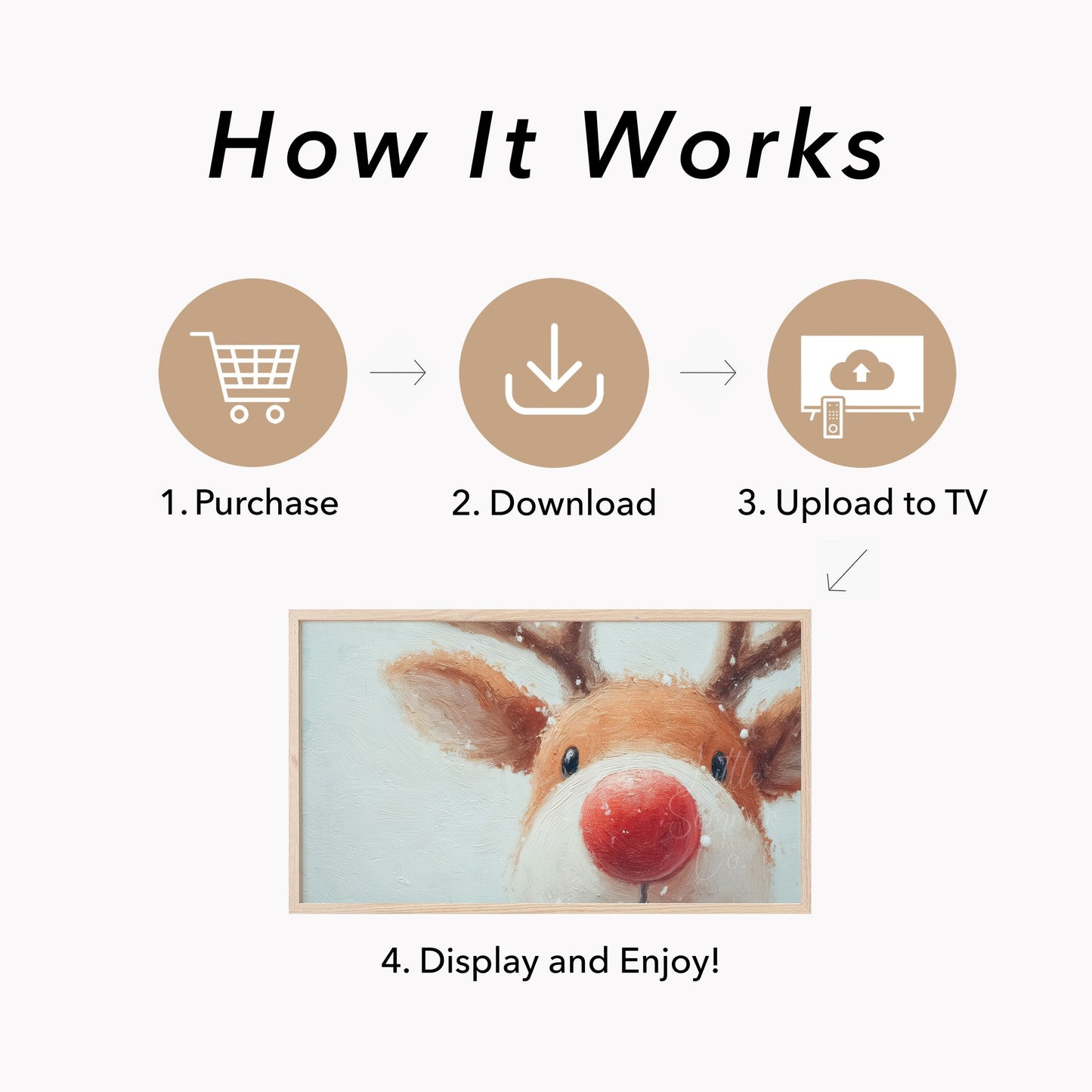 Rudolph Red Nose Reindeer Frame TV Art displayed on a TV