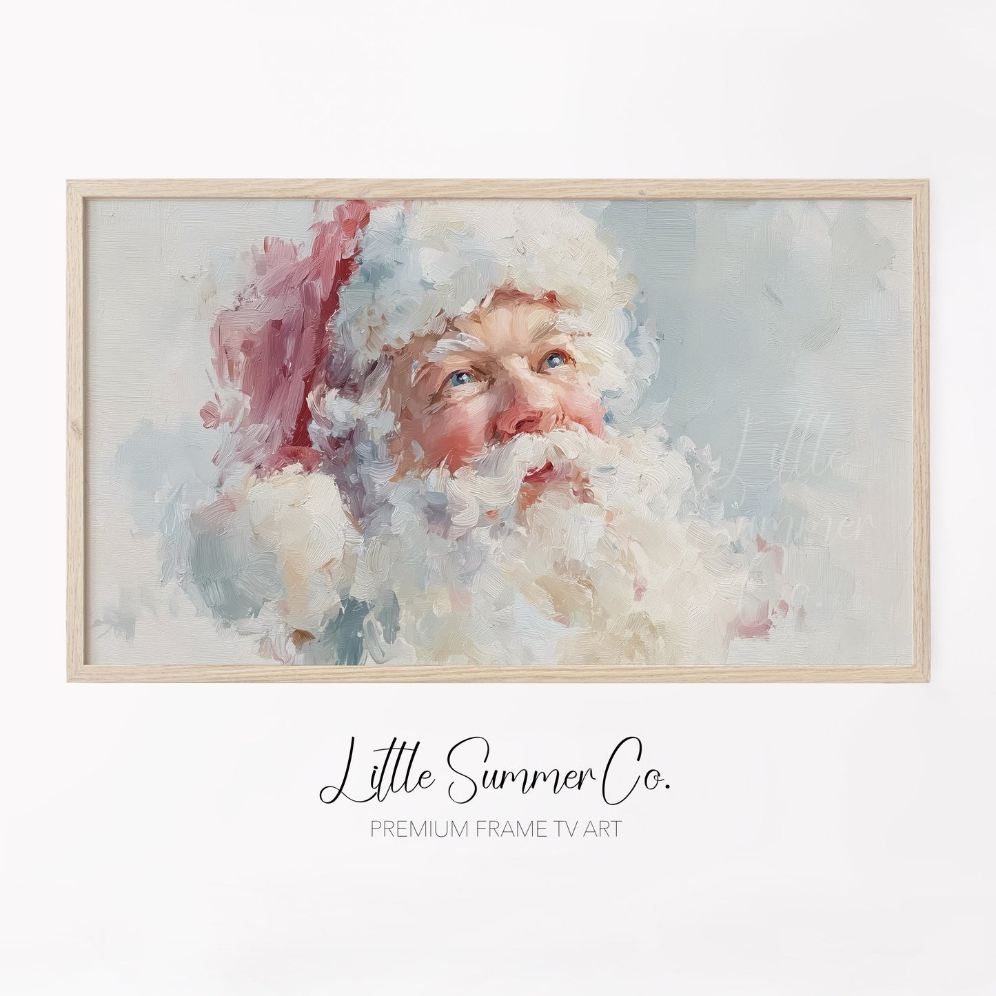 Pastel Santa Claus Looking Skyward Frame TV Art displayed on a TV