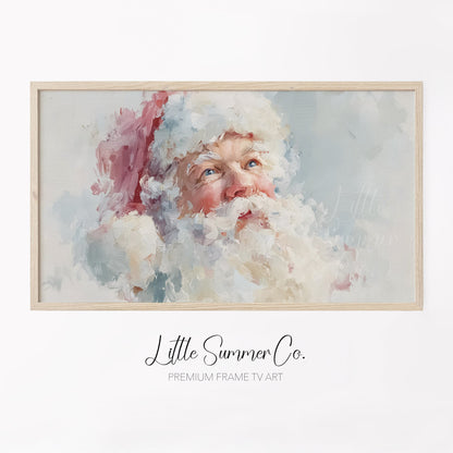 Pastel Santa Claus Looking Skyward Frame TV Art displayed on a TV
