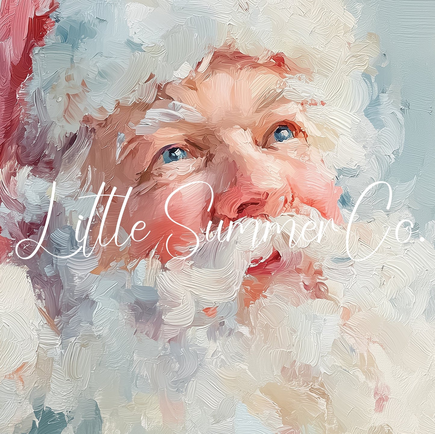 Pastel Santa Claus Looking Skyward Frame TV Art displayed on a TV