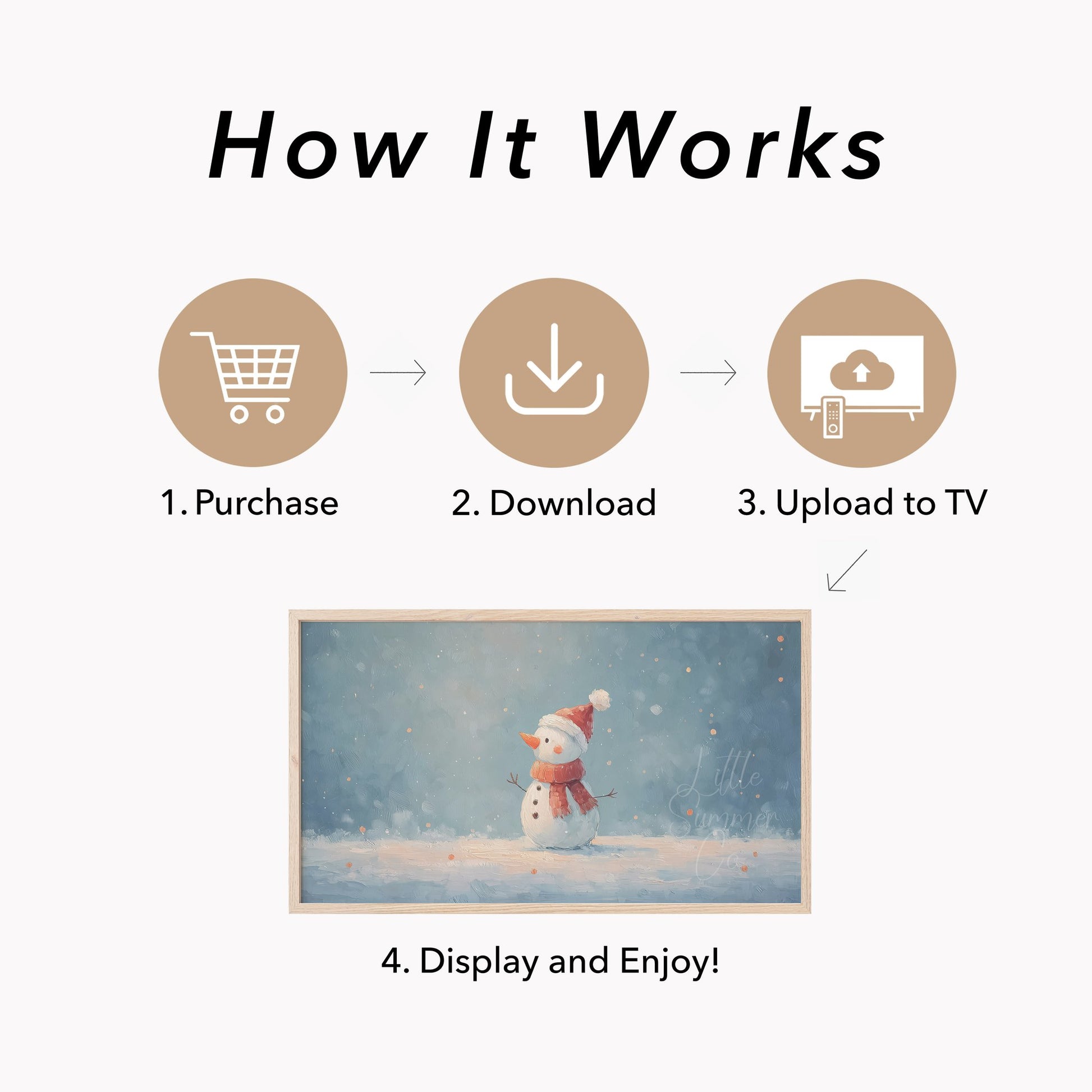 Snowman in the Snow Frame TV Art displayed on a TV