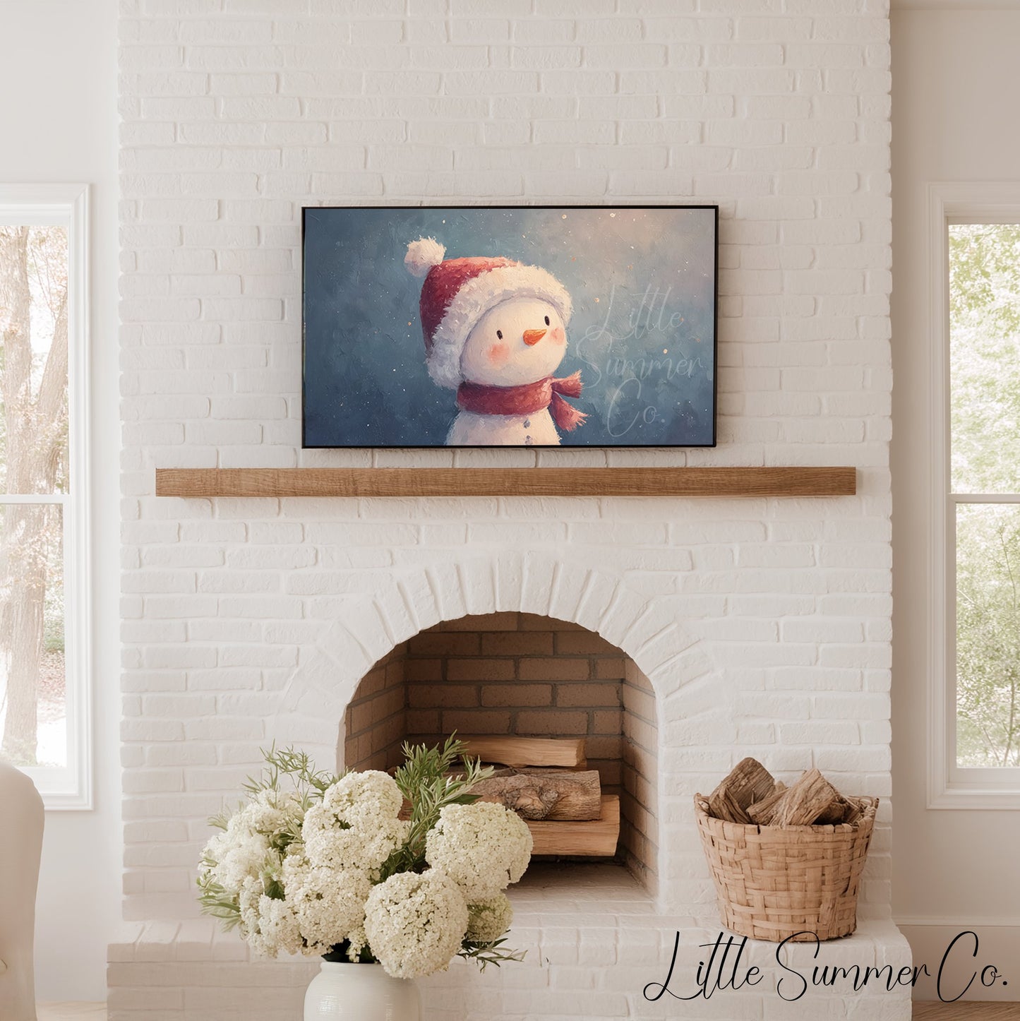 Cute Snowman Frame TV Art displayed on a TV