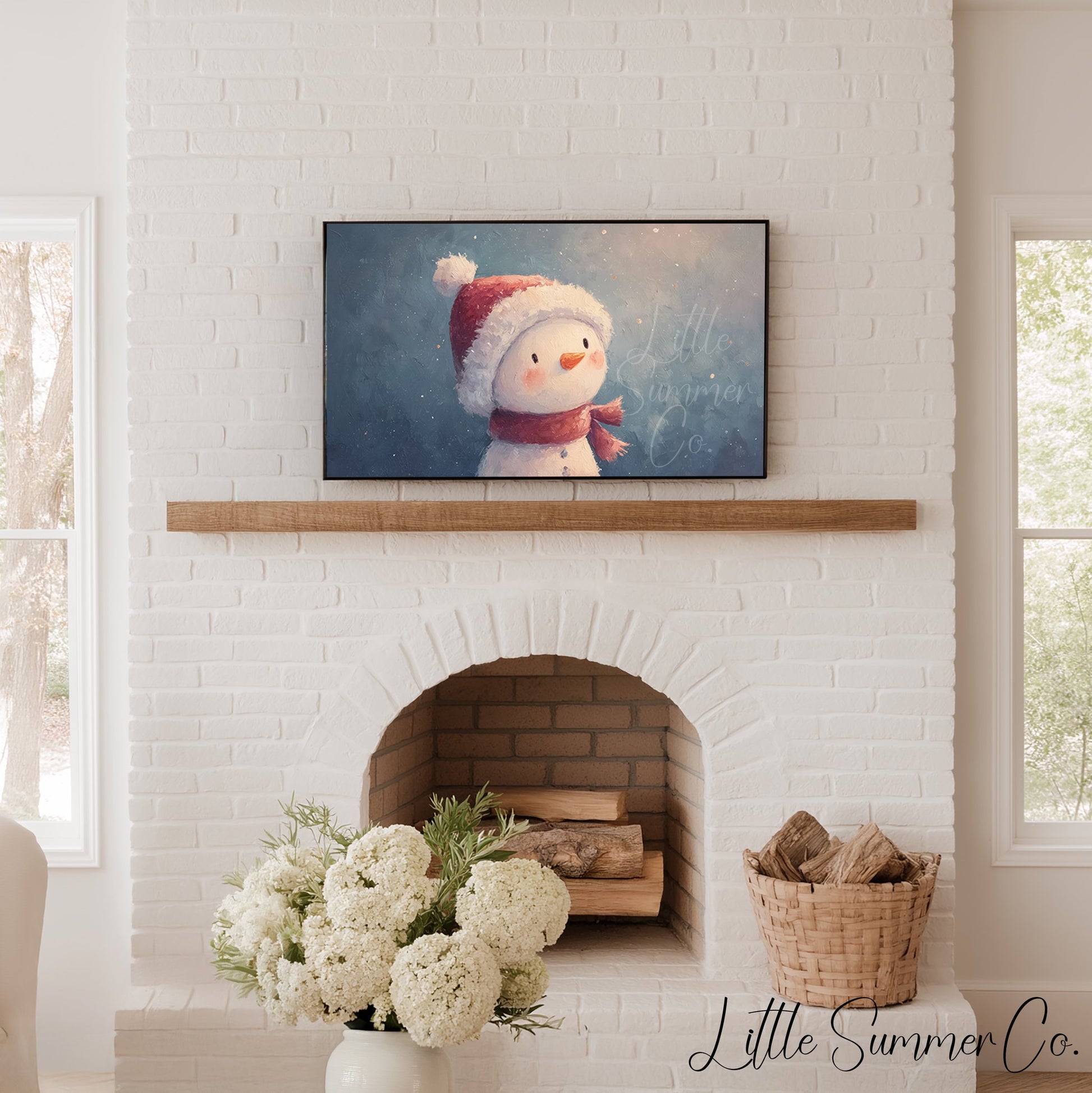 Cute Snowman Frame TV Art displayed on a TV