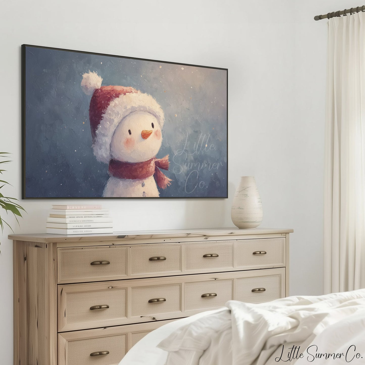 Cute Snowman Frame TV Art displayed on a TV