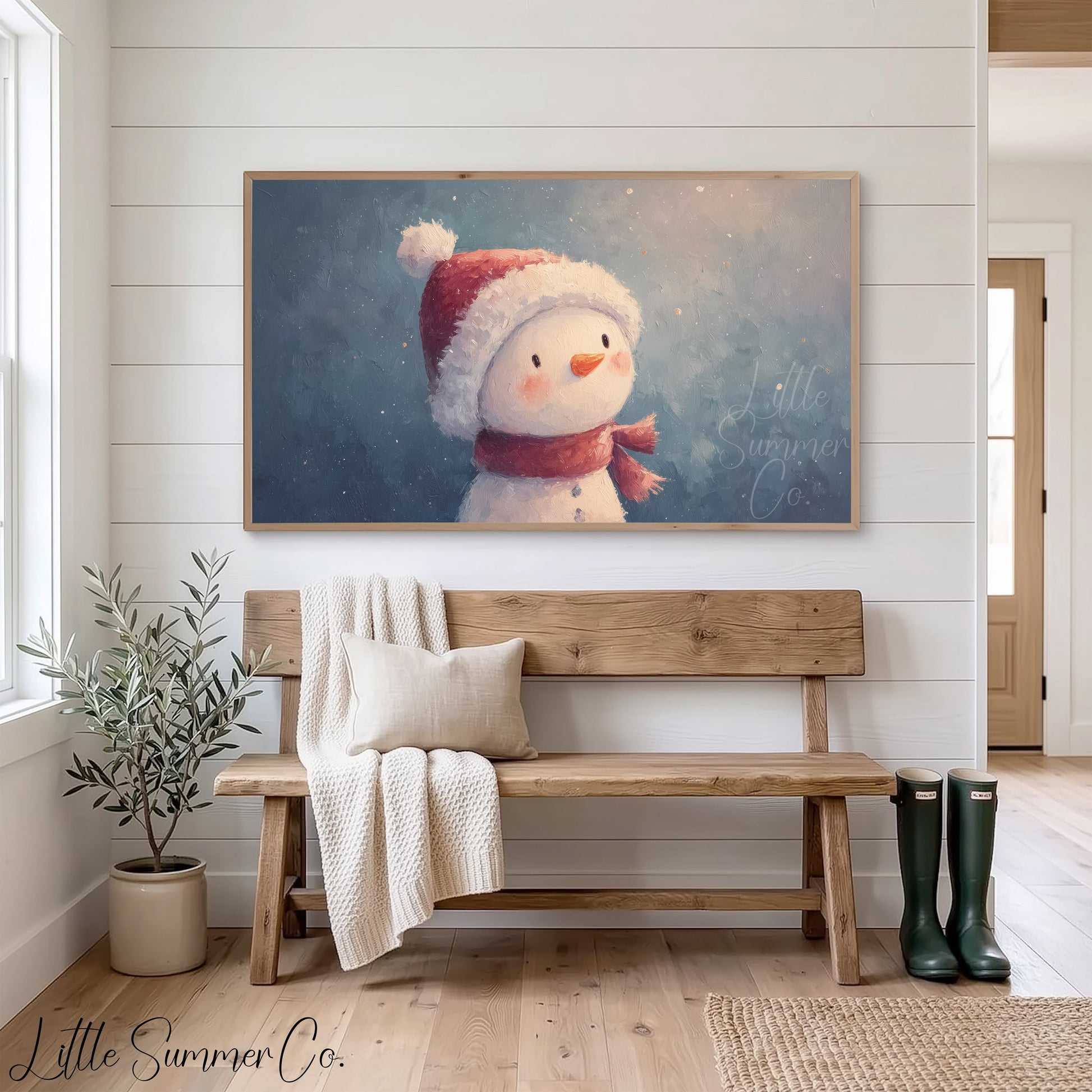 Cute Snowman Frame TV Art displayed on a TV