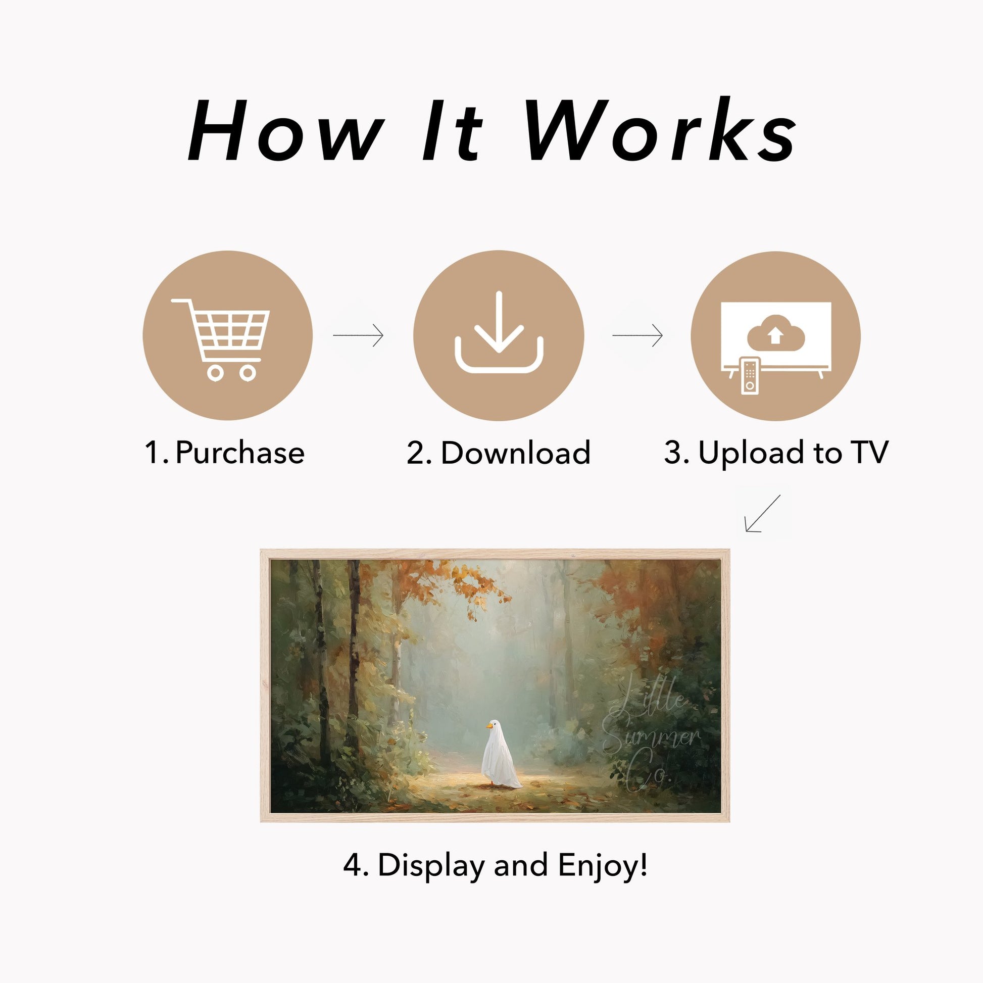 Ghost Duck in Autumn Forest Frame TV Art displayed on a TV