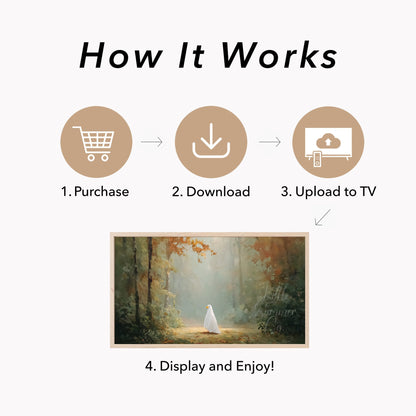 Ghost Duck in Autumn Forest Frame TV Art displayed on a TV