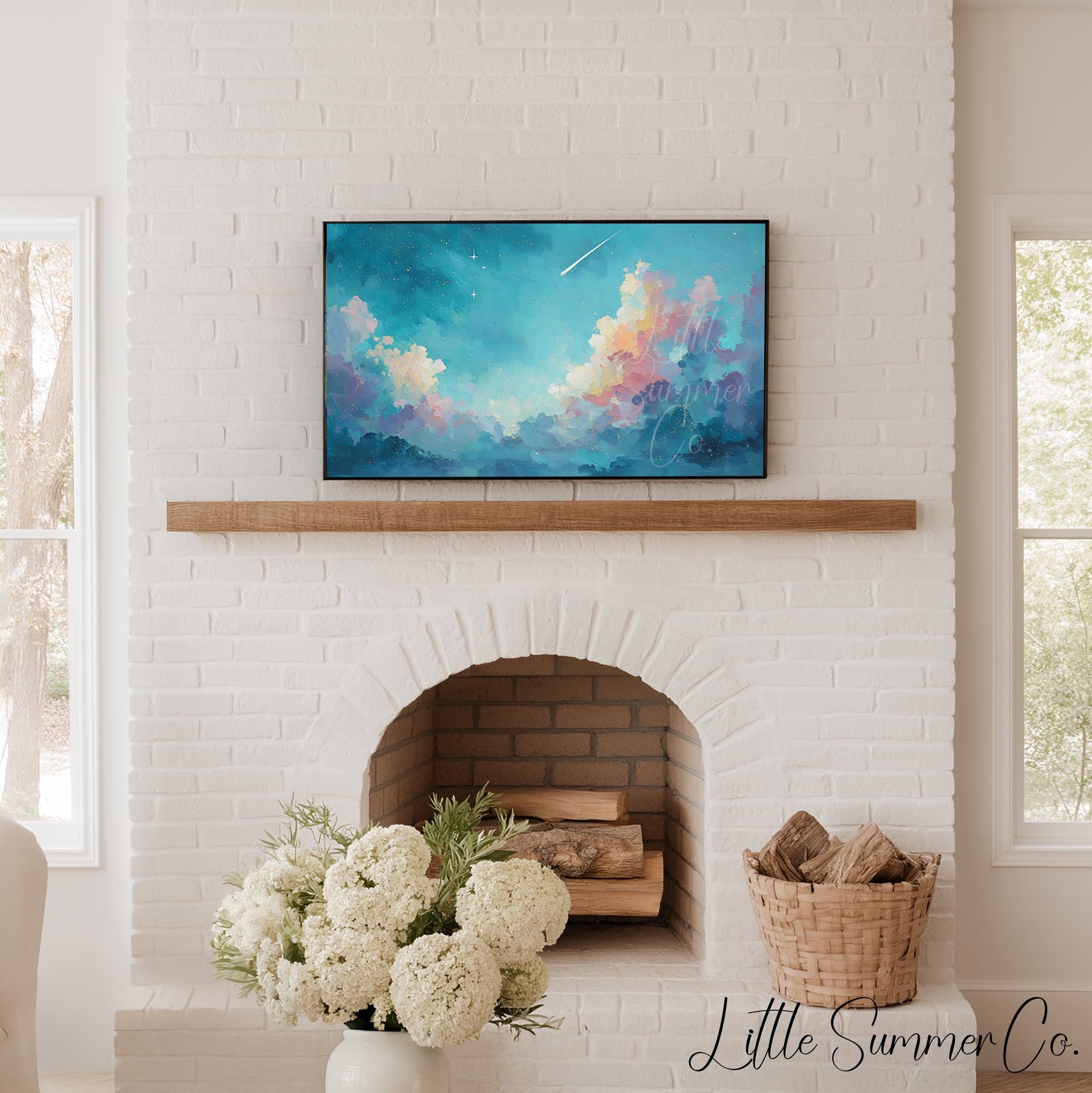 Shooting Star Frame TV Art displayed on a TV