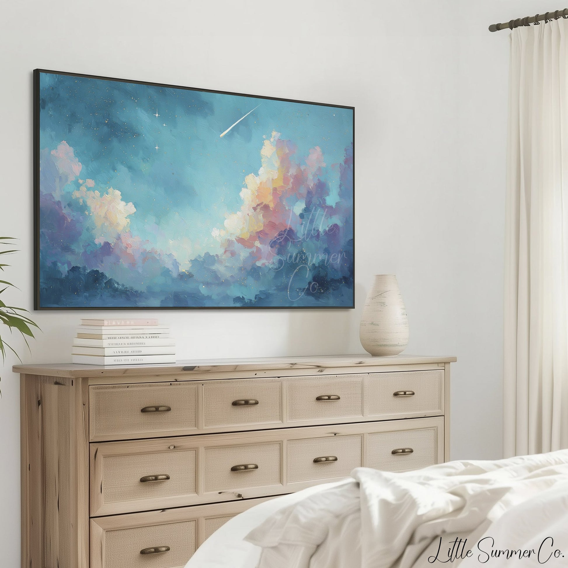 Shooting Star Frame TV Art displayed on a TV