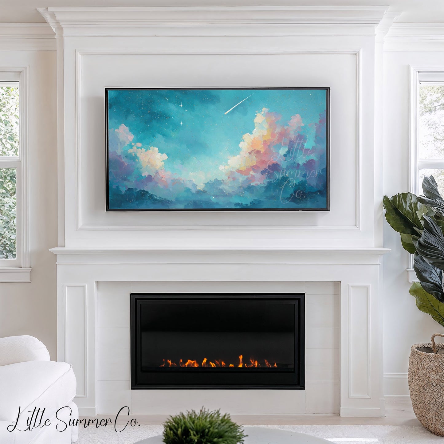 Shooting Star Frame TV Art displayed on a TV
