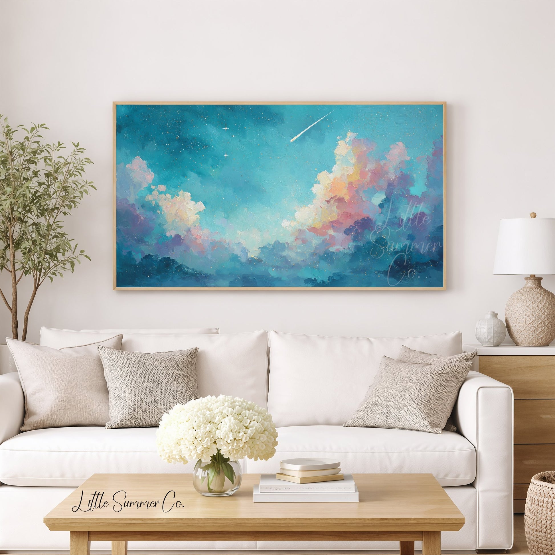 Shooting Star Frame TV Art displayed on a TV