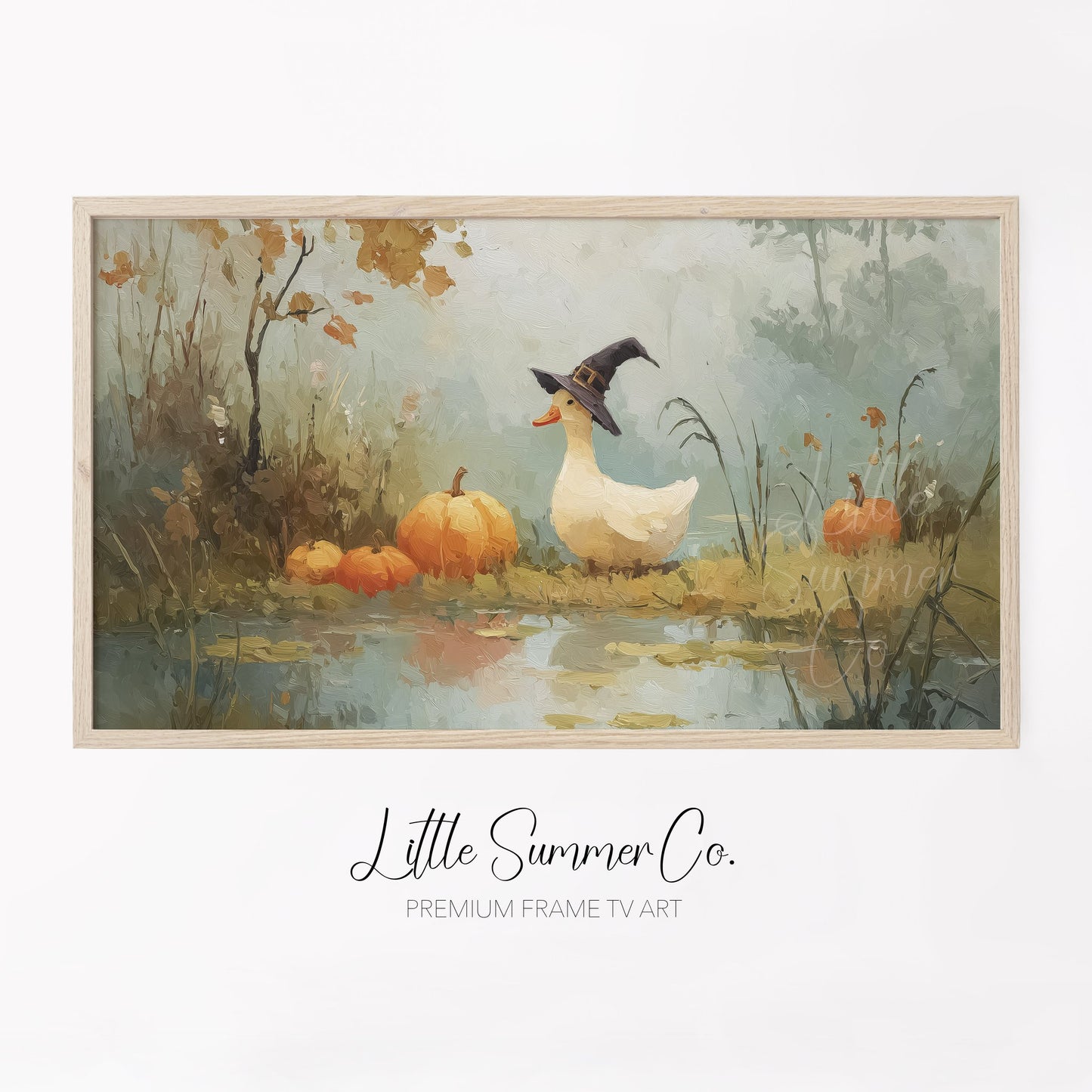 Witch Hat Duck by Pond Frame TV Art displayed on a TV