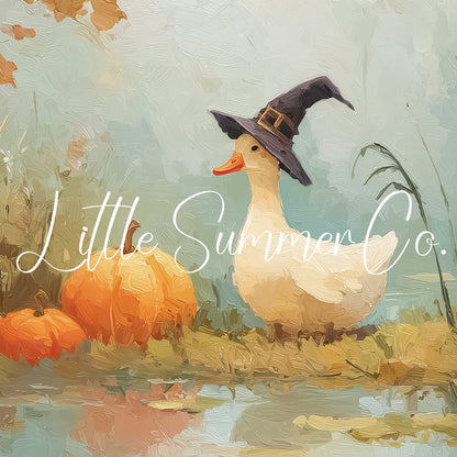 Witch Hat Duck by Pond Frame TV Art displayed on a TV