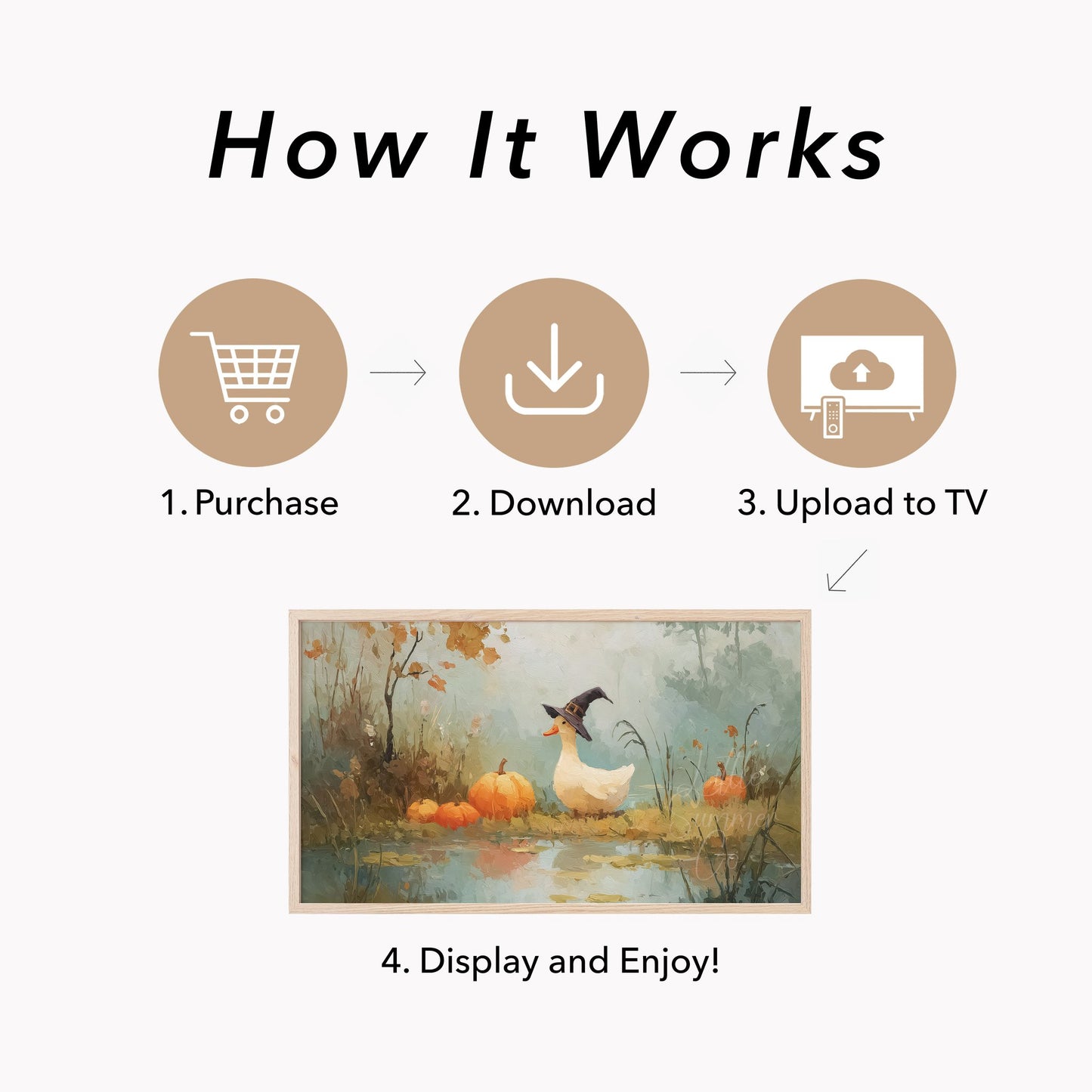 Witch Hat Duck by Pond Frame TV Art displayed on a TV