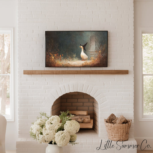 Witch Hat Duck in Garden Frame TV Art displayed on a TV