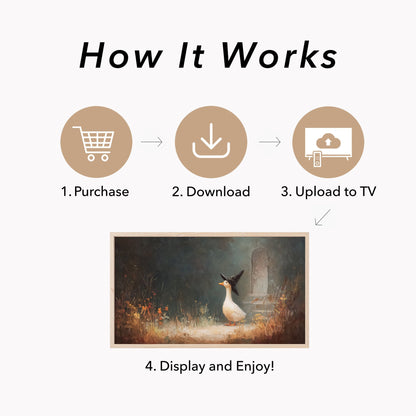 Witch Hat Duck in Garden Frame TV Art displayed on a TV