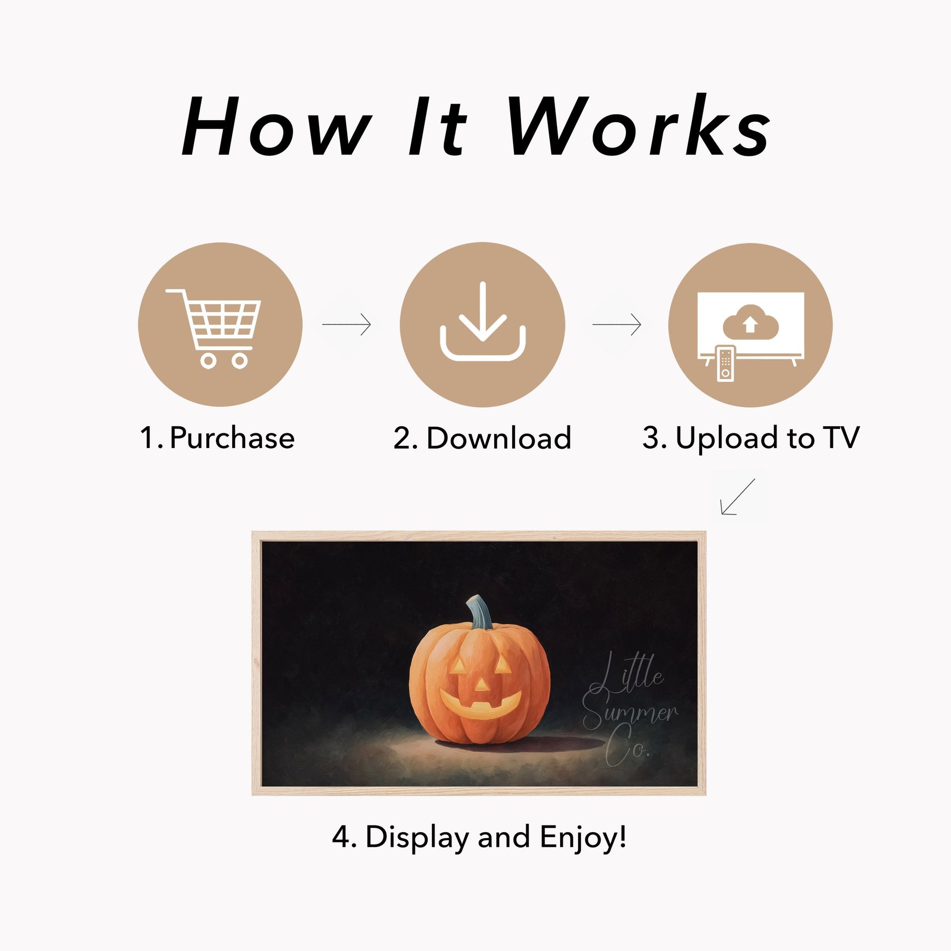 Jack-O-Lantern Dark Background Frame TV Art displayed on a TV