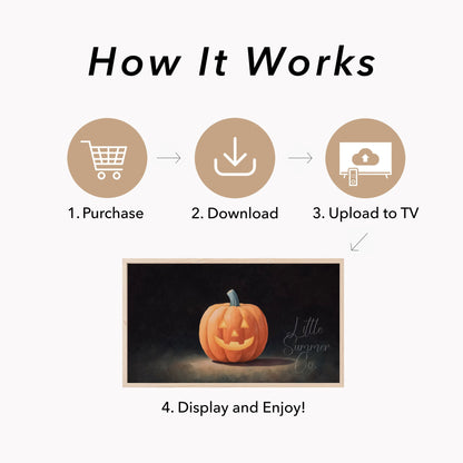 Jack-O-Lantern Dark Background Frame TV Art displayed on a TV