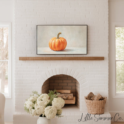 Single Pumpkin Neutral Background Frame TV Art displayed on a TV