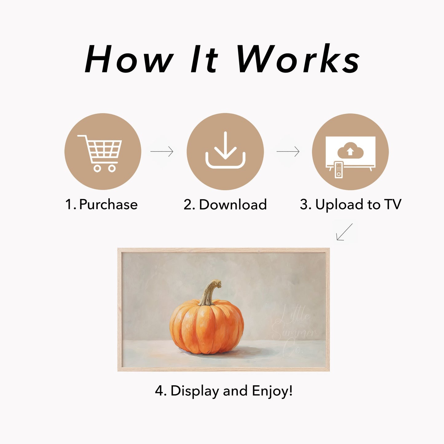 Single Pumpkin Neutral Background Frame TV Art displayed on a TV