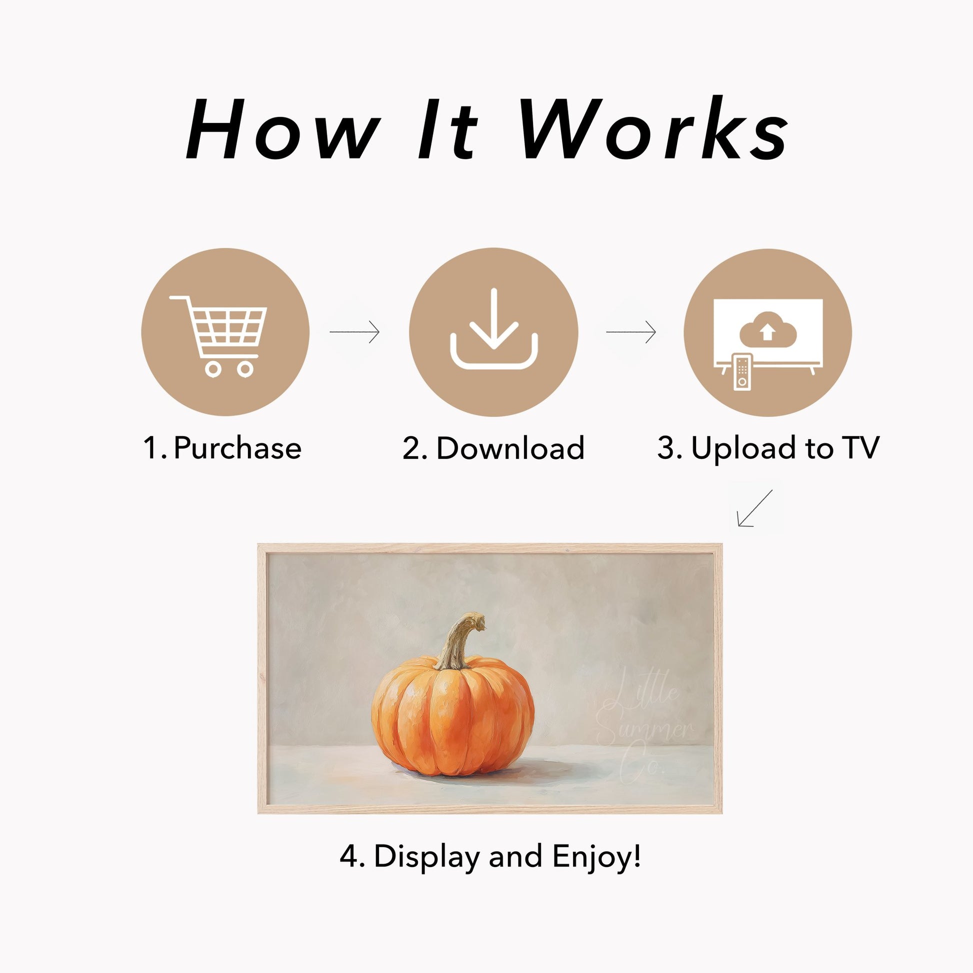 Single Pumpkin Neutral Background Frame TV Art displayed on a TV
