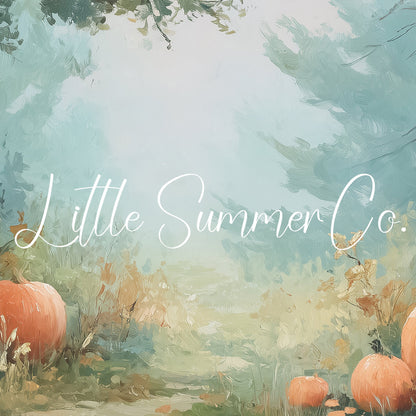 Pumpkins in Misty Forest Clearing Frame TV Art displayed on a TV