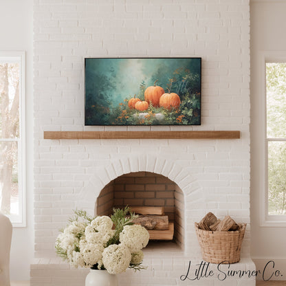 Pumpkins in Autumn Garden Frame TV Art displayed on a TV