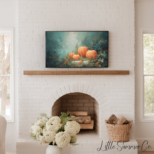 Pumpkins in Autumn Garden Frame TV Art displayed on a TV