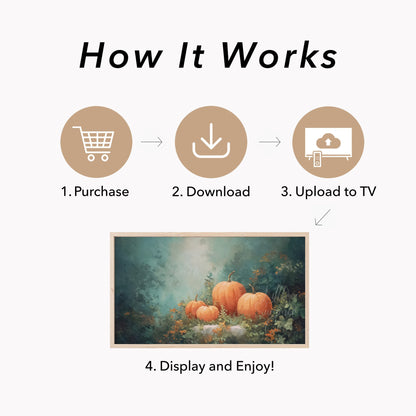 Pumpkins in Autumn Garden Frame TV Art displayed on a TV